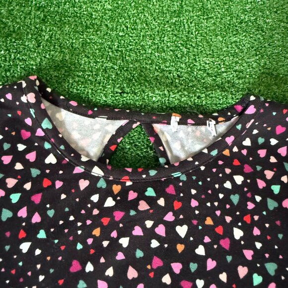 Unbranded A-Line Long Sleeve Round Neck Multicolored heart Print Dress Size 10 - Picture 7 of 11